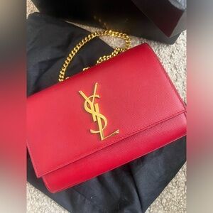 Red YSL bag with Gold Chain